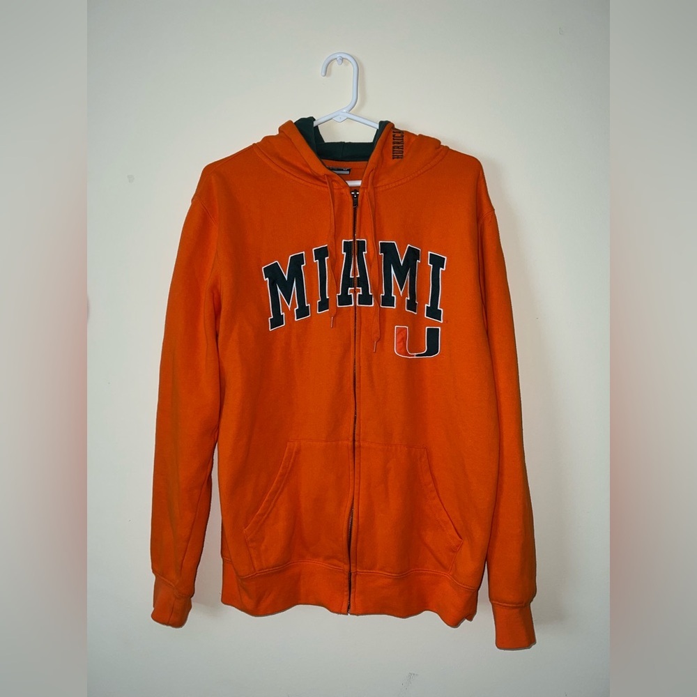Orange Miami U Hurricanes Zip up Sweatshirt